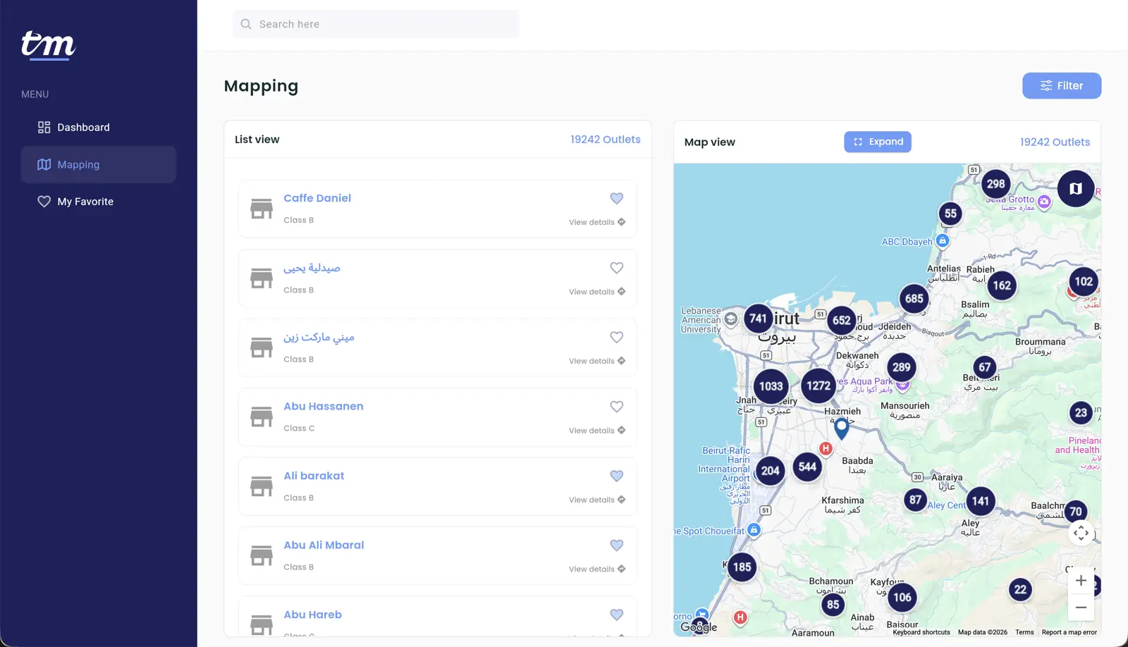 Trade Map · mapping view